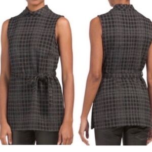 Theory tunic mock neck sleeveless sash belted waist stretch medium